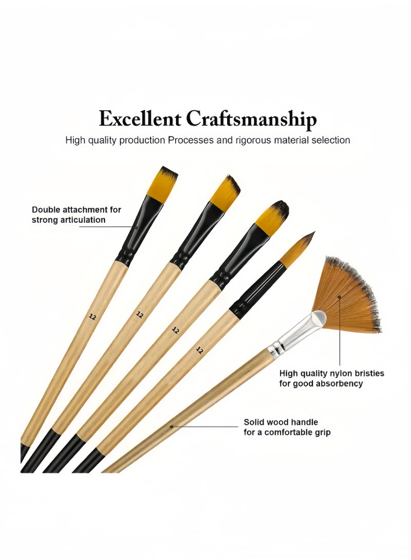 مجموعة فرشاة الطلاء 32pcs ، سلسلة فنانين ، شعيرات نايلون مع مستديرة ، filbert ، شقة ، مروحة ، زاوية ، فرشاة التفاصيل الدقيقة ، مناسبة للفنانين والمبتدئين للطلاء الأكريليك ، الزيت ، الألوان المائية - Image 4