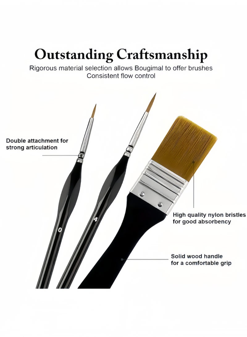 مجموعة فرشاة الطلاء 32pcs ، سلسلة فنانين ، شعيرات نايلون مع مستديرة ، filbert ، شقة ، مروحة ، زاوية ، فرشاة التفاصيل الدقيقة ، مناسبة للفنانين والمبتدئين للطلاء الأكريليك ، الزيت ، الألوان المائية - Image 5