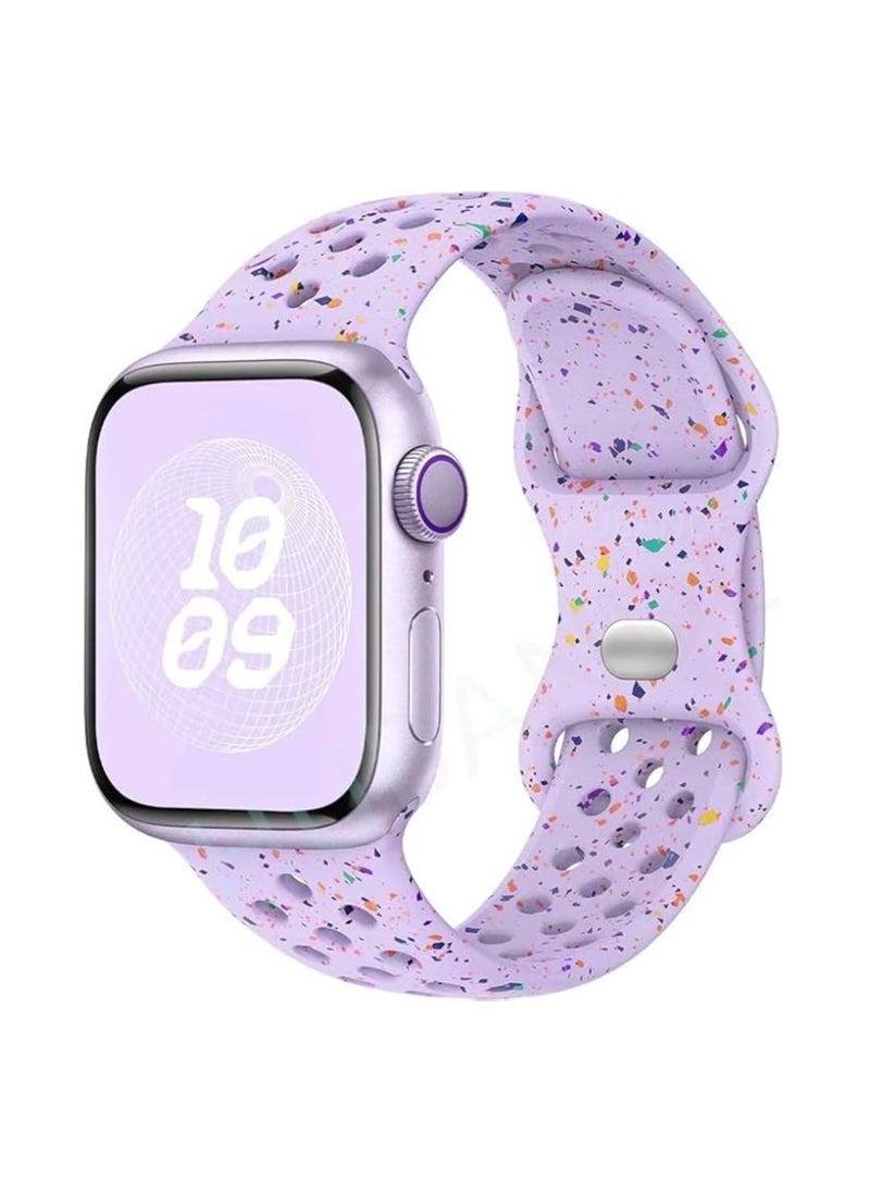 Generic - Sport Band Compatible with Apple Watch Band 42mm 44mm 45mm 46mm 49mm for Women Men, Recycled Plastic Soft Silicone Strap for iWatch Series 10 9 8 7 6 5 4 3 2 1 Ultra SE (Lavender) - Image 1