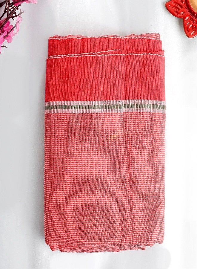 SATVIK STORE ساتفيك 60 × 20 بوصة جامشا/جمشا قطن أحمر لبوجا| جامشا لبانديت جي| منشفة استحمام يدوية لحفلات الزفاف الدينية Mandir Pujari Angavastram/Kanduva/Kasavu/Lal Kapda/Kasi/Kashi لغرض بوجا - Image 2