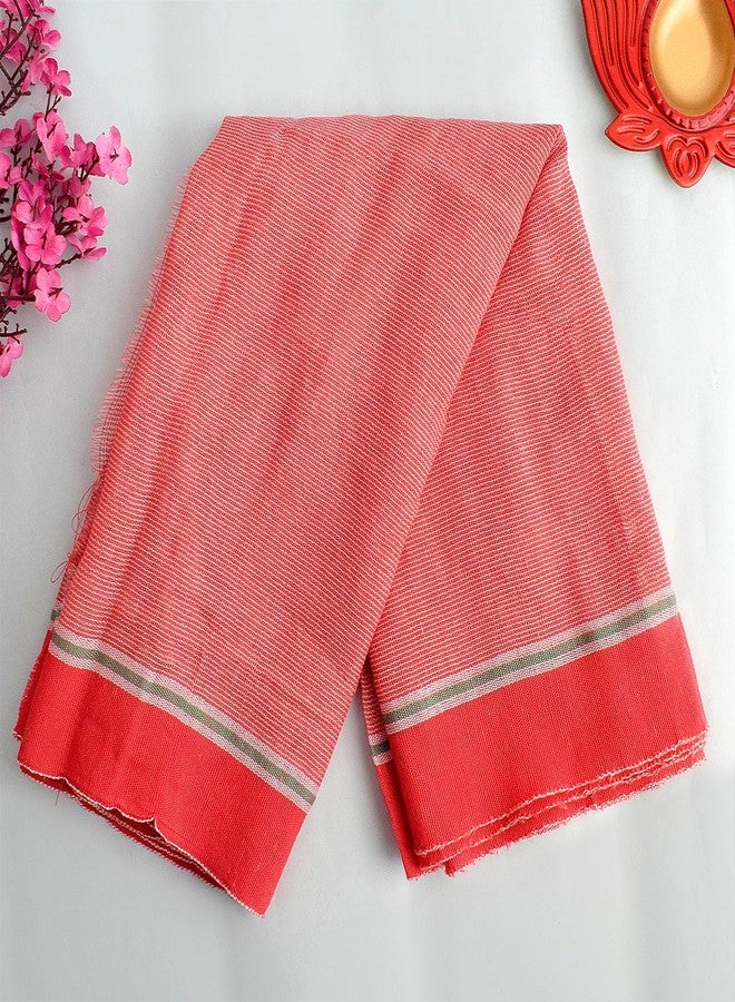 SATVIK STORE ساتفيك 60 × 20 بوصة جامشا/جمشا قطن أحمر لبوجا| جامشا لبانديت جي| منشفة استحمام يدوية لحفلات الزفاف الدينية Mandir Pujari Angavastram/Kanduva/Kasavu/Lal Kapda/Kasi/Kashi لغرض بوجا - Image 1