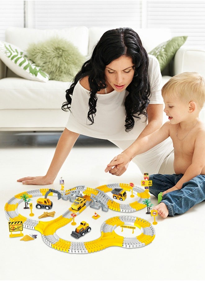 GROIC - 255PCS Construction Race Tracks for Kids Toys, DIY Collage Flexible Track Toys Set, Educational DIY Assembled Boy Toys, Rail Car Engineering Toy Car Set - Image 1