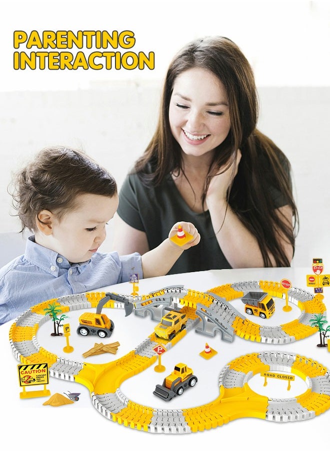 GROIC - 255PCS Construction Race Tracks for Kids Toys, DIY Collage Flexible Track Toys Set, Educational DIY Assembled Boy Toys, Rail Car Engineering Toy Car Set - Image 1