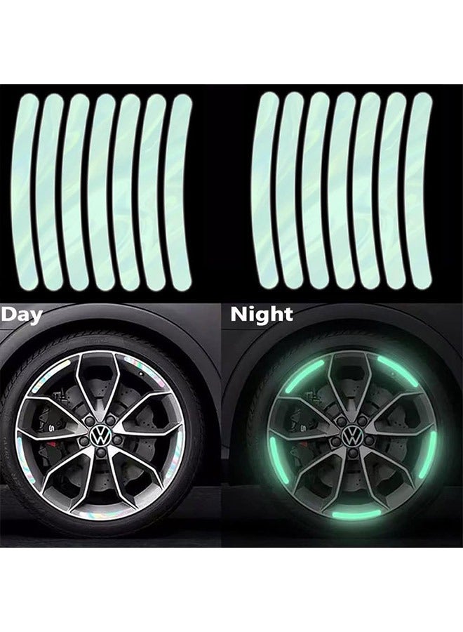 20 PCS Car Reflective Wheel Stickers,Decorative Electric Motorcycle,Bicycle,Car Wheel Hub Colorful Light-emitting Strip Creative Warning Body Stickers - Image 2