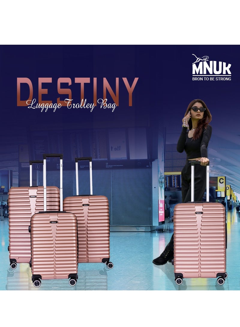 منيك مصير فحص الأمتعة | عربة بمقبض ناعم من الجانب الصلب مع قفل TSA | عجلة مزدوجة 360 درجة 4 عجلات | كبيرة - 28 بوصة، ذهبي - Image 5