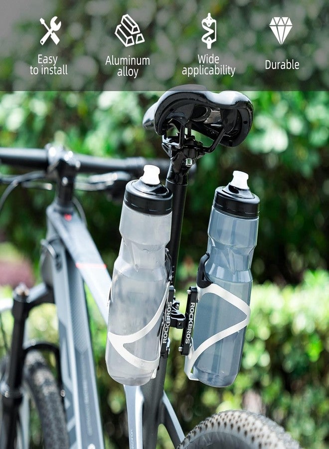 ROCKBROS Bike Bottle Cage Adapter Bicycle Seatpost Handlebar Water Bottle Mount Holder Adjustable Aluminum Bottle Cage for MTB Road Bike Beach Cruiser Black, 2 pieces - Image 2