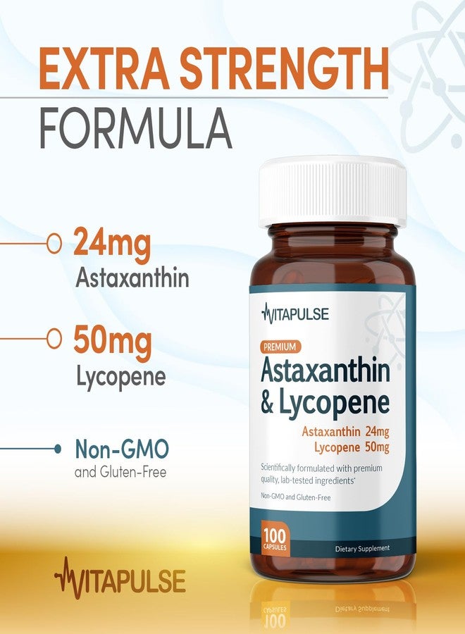 VitaPulse Astaxanthin 24mg with Lycopene 50mg Supplement, 100 Vegetarian Capsules, Non-GMO, Gluten Free - Image 3