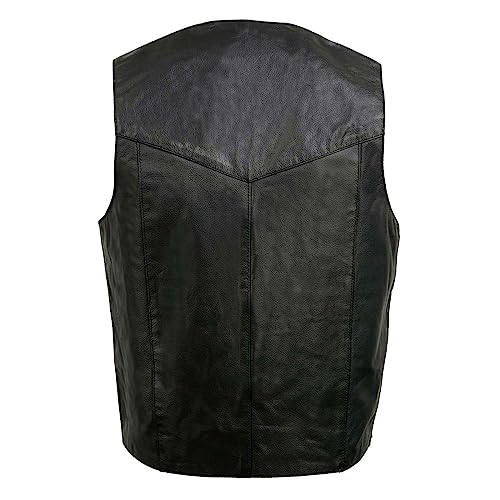 EVENT LEATHER EL1310GO Men's Classic Western Style Snap Button Black Motorcycle Riders Leather Vest - Small - Image 5