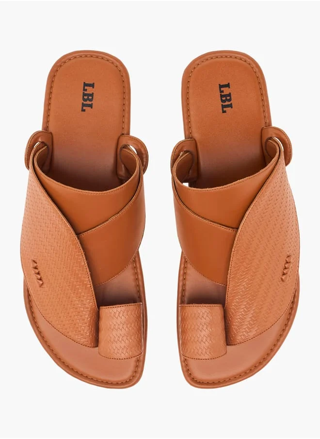 LBL by Shoexpress Men Textured Slip-On Arabic Sandals with Toe Loop Detail Ramadan Collection