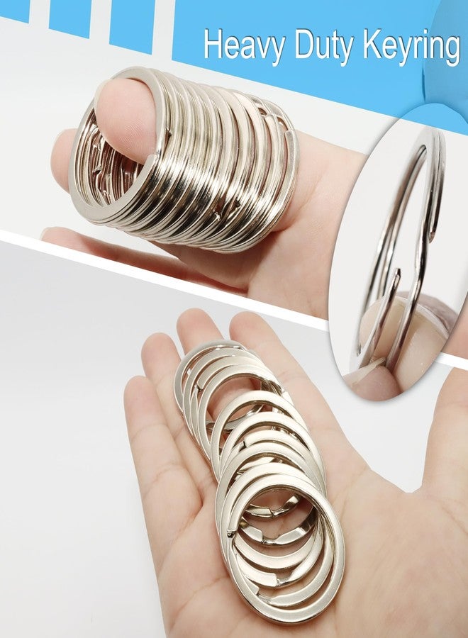 HoAoOo Key Rings - 1.25" (32mm) 50Pcs Flat Split Keychain Bulk Heavy Duty Strong Keyring for Car Home Ring Tag Lanyards School Office DIY - Image 2