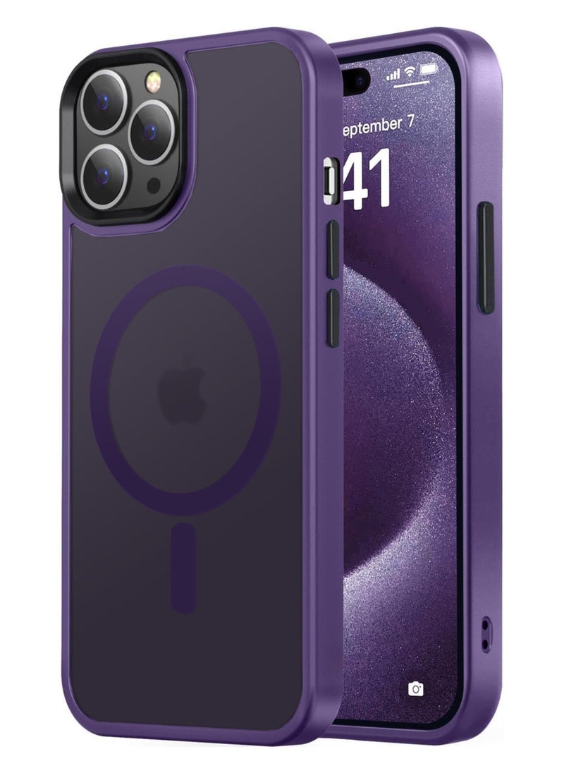 Generic Magnetic Case For iPhone 14 Pro 6.1 Case Compatible with MagSafe Military Grade Protection Shockproof Translucent Matte Case Anti Scratch Shockproof Phone Case (Purple)  - Image 1
