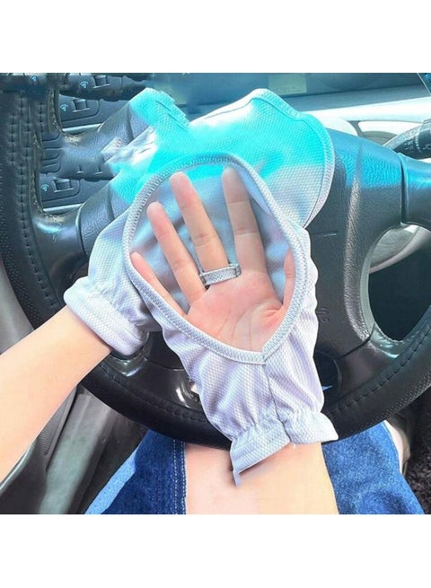 زوج من القفازات، قفازات حماية من الشمس قابلة للتنفس باللون الرمادي