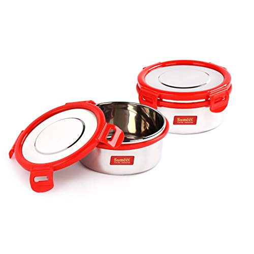 Sumeet Airtight & Leak Proof Steelexo S.S. Container/Lunch Box with Stainless Steel Lid Set of 2Pcs (460Ml Each) - Image 1