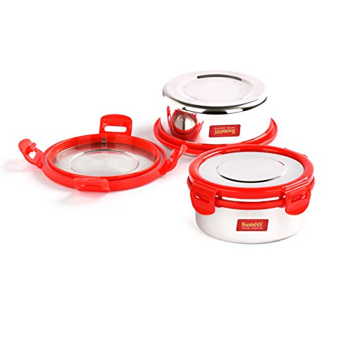 Sumeet Airtight & Leak Proof Steelexo S.S. Container/Lunch Box with Stainless Steel Lid Set of 2Pcs (460Ml Each) - Image 5