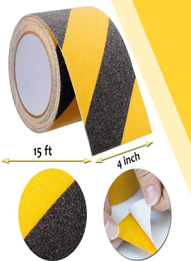 Grofilo Yello/Black Grip Tape Floor Marking Tape Non Slip Tape Outdoor Waterproof Warning Barrier Tape (4 Inch X 5 Meter) - Image 3