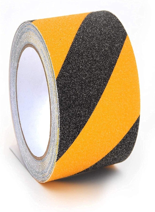 Grofilo Yello/Black Grip Tape Floor Marking Tape Non Slip Tape Outdoor Waterproof Warning Barrier Tape (4 Inch X 5 Meter) - Image 1