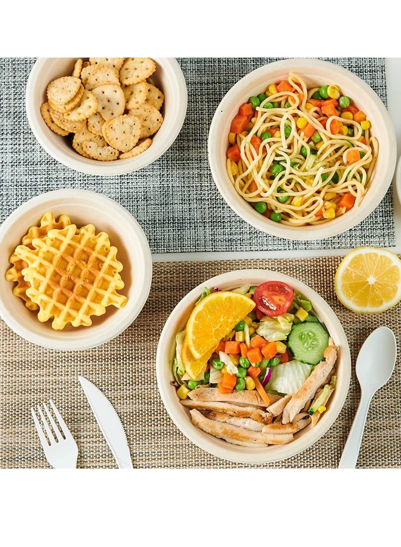 SOLARAE Compostable Bowls, 12oz Disposable Paper Bowls, Biodegradable Soup Bowls Made of Natural Bagasse, Eco-Friendly Sugarcane Bowls for Salad Wheat Flakes 100 Pack (Nature) - Image 3