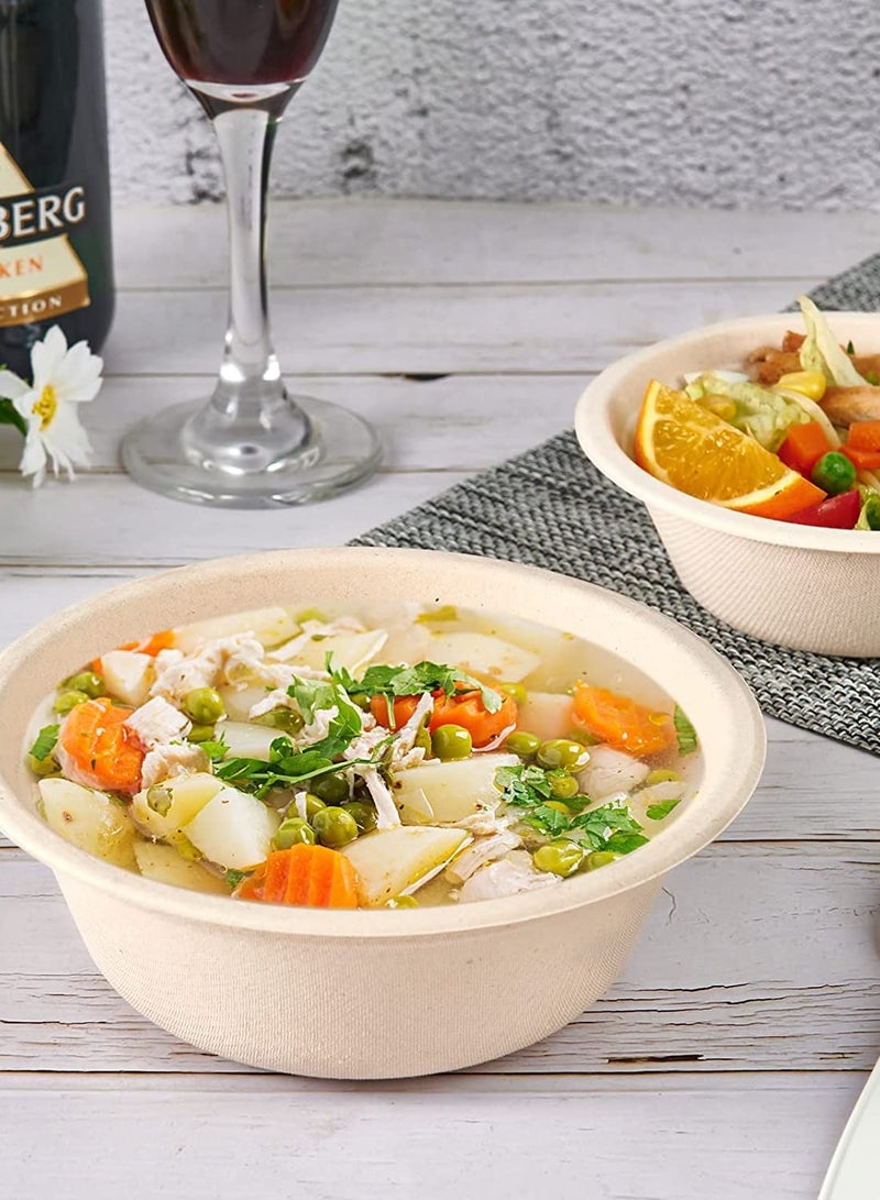 SOLARAE Compostable Bowls, 12oz Disposable Paper Bowls, Biodegradable Soup Bowls Made of Natural Bagasse, Eco-Friendly Sugarcane Bowls for Salad Wheat Flakes 100 Pack (Nature) - Image 4