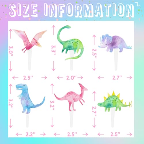 HaPiBiDesign 36 Pcs Pink Dinosaur Cupcake Toppers Pink Dinosaur Party Decorations and Girl Dinosaur Party Cupcake Toppers - Image 5