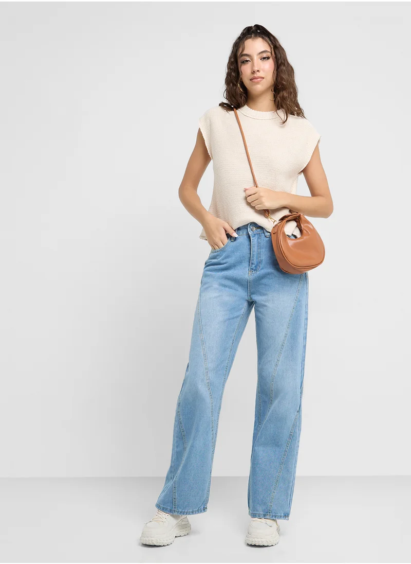 جينجر Wide Leg Flared Jeans