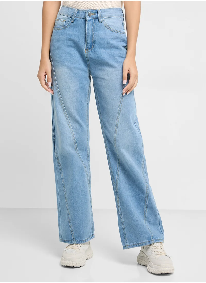 جينجر Wide Leg Flared Jeans