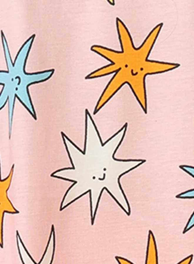 Anthrilo Anthrilo All-Over Star Print Short Sleeve T-Shirt and Shorts Set