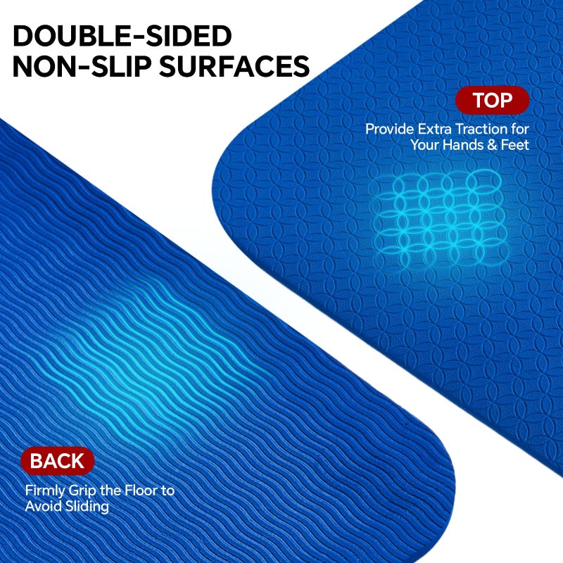 Stepwaver Extra Large Yoga Mat 6'x4'(1/4" Thick), Non-Slip, Ultra Durable, Wide Workout Mat, Wide Exercise Mats for Home Workouts, Yoga, Pilates, Stretching (Barefoot Exercise) - Blue - Image 5