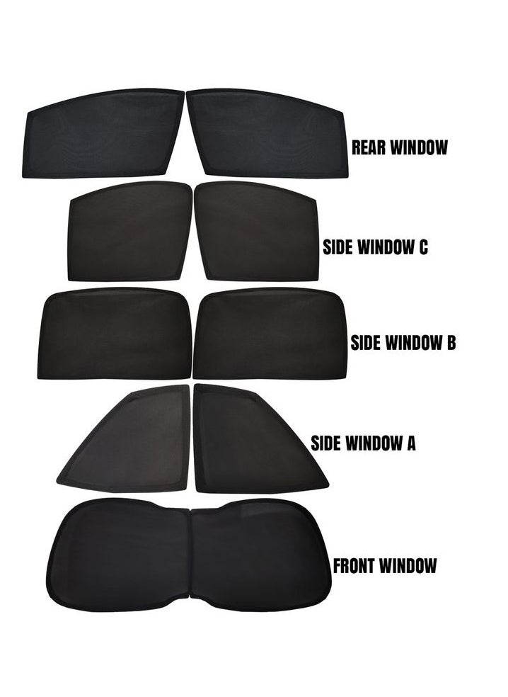 9-Piece Custom Sun Shade Set for TOYOTA FORTUNER 2016-2018, Full Window Protection, UV Blocker for Front, Side, and Rear Windows