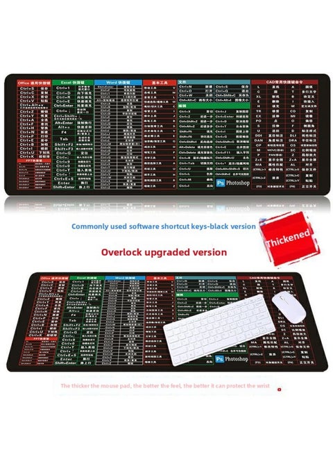 [blender Shortcut Key] Oversized WPS Desk Pad IDEA Office Mouse Pad Da Vinci Keyboard Computer Pad-Color:700*300*3mm-Pattern:Black Bottom-Common Software Shortcuts