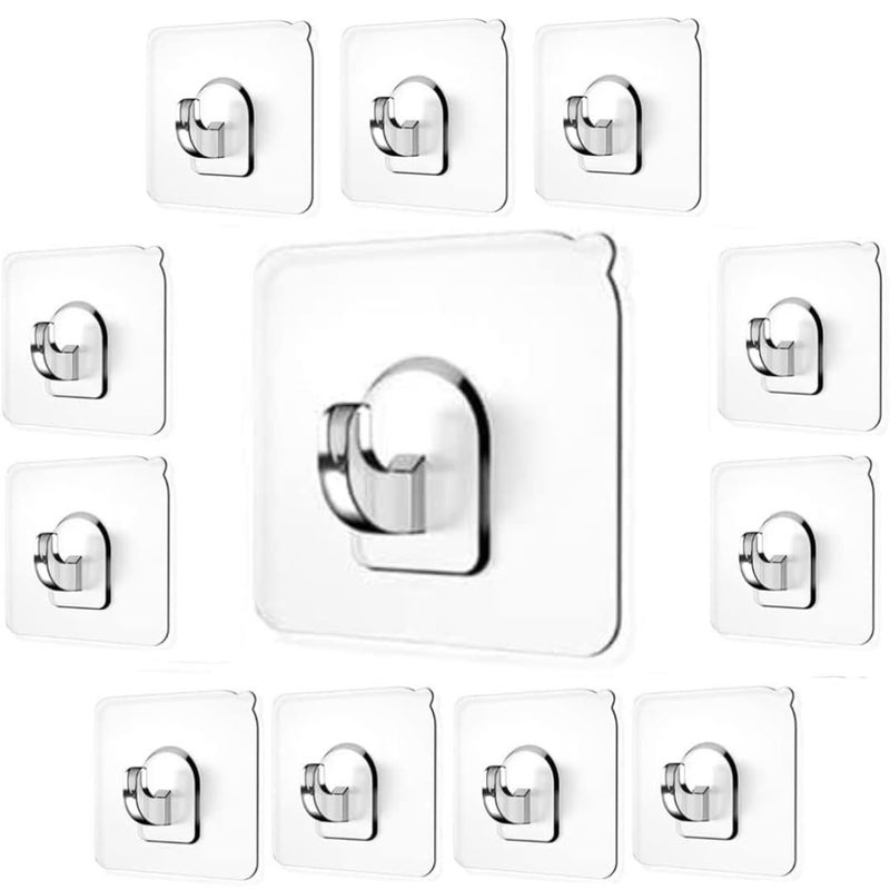 Anekh Anekh 12 Pcs Adhesive Wall Hook Heavy Duty Towel Wall Hooks for Hanging Wall Decor Items Home Decor Items Wall Clock Hanging Hooks Photo Frame Hooks for Wall Without Drilling Nail Hook Key Holder  - Image 1