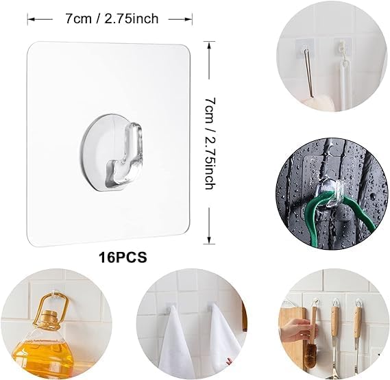 Anekh Anekh 12 Pcs Adhesive Wall Hook Heavy Duty Towel Wall Hooks for Hanging Wall Decor Items Home Decor Items Wall Clock Hanging Hooks Photo Frame Hooks for Wall Without Drilling Nail Hook Key Holder  - Image 2