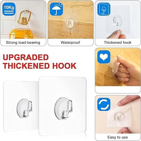 Anekh Anekh 12 Pcs Adhesive Wall Hook Heavy Duty Towel Wall Hooks for Hanging Wall Decor Items Home Decor Items Wall Clock Hanging Hooks Photo Frame Hooks for Wall Without Drilling Nail Hook Key Holder  - Image 5