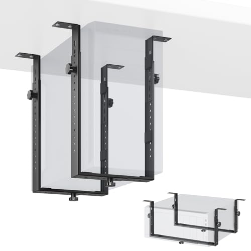 PUTORSEN Under Desk PC Mount for Mid/Mini-Tower Cases - Vertical/Horizontal CPU Holder up to 77 lbs, Space-Saving Computer Rack for ATX/Micro-ATX/Mini-ITX (Black) - Image 1