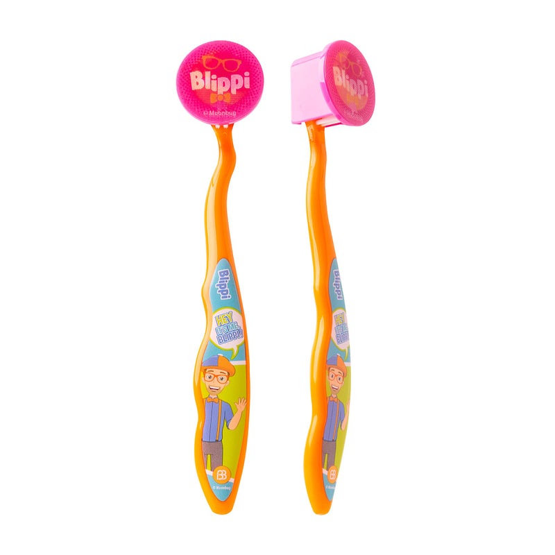 Brush Buddies Blippi Kids Toothbrushes Kit, Manual Toothbrushes for Kids, Toothbrush for Toddlers 2-4 Years, Travel Toothbrush Kit with Cover and Cup, 3PC - Image 3