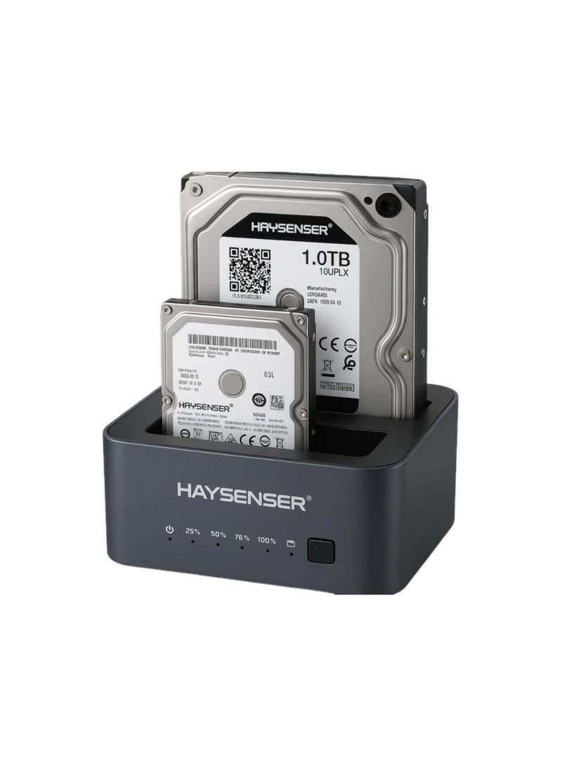 Haysenser Dual Bay Docking Station – 2.5”/3.5” SATA SSD/HDD Support - Image 1