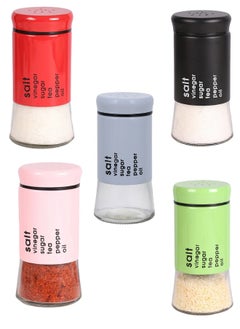 FALMER 1Pc Glass Salt and Pepper Shakers with Adjustable Stainless Steel Pour Holes Multi Color  - Image 1