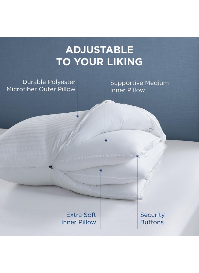 Bedsure Fluffy Adjustable Layer Queen Pillows - Soft Pillows Queen Size Set of 2, Luxury Bed Pillows for Sleeping, Firm Pillows for Side, Back, Stomach Sleepers