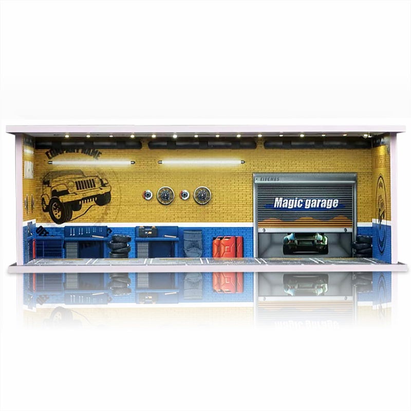 Saichotoy Display Case for Hot Wheels Stackable Parking Garage for 164 Scale Matchbox Toy Car FoamBoard Storage for Monster Trucks with LED Light and Acrylic Cover Repair Store - Image 2