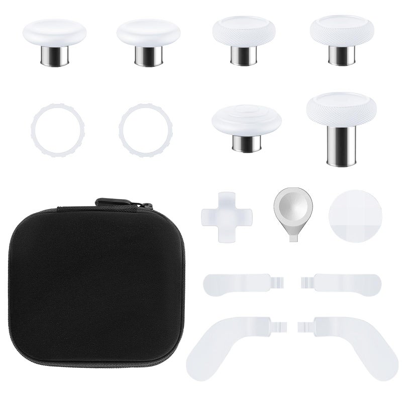 TOMSIN ThumbsticksPaddles for Xbox Elite 2 Controller15 In 1 Accessories Pack with Case for Xbox Elite Controller Series 2 Core6 Metal Thumbsticks4 Paddles2 DpadProtection Rings White - Image 2