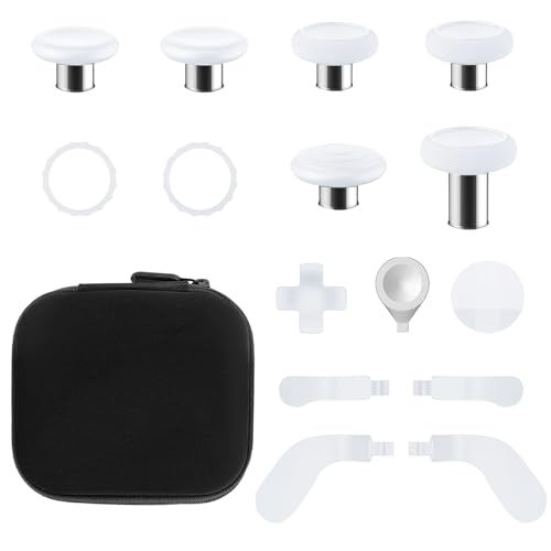 TOMSIN ThumbsticksPaddles for Xbox Elite 2 Controller15 In 1 Accessories Pack with Case for Xbox Elite Controller Series 2 Core6 Metal Thumbsticks4 Paddles2 DpadProtection Rings White - Image 1