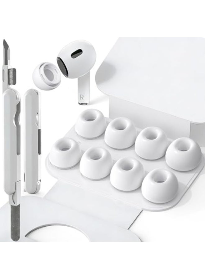 4 Sizes of Ear Tip Replacement Compatible with AirPod Pro and AirPods Pro 2 Ear Tips with Portable Storage Box & Cleaning Kit, Noise Reduction Hole & Dense Dust Guard Screen(XS/S/M/L)-White - Image 1