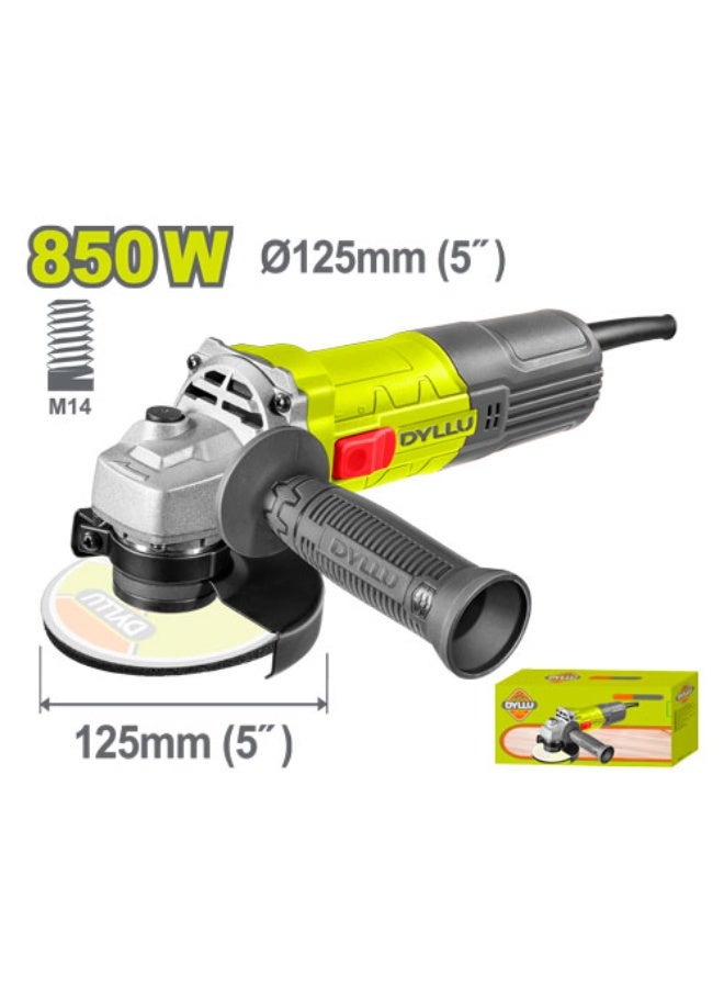 DYLLU 850W Professional Angle Grinder - 125mm (5 Inch) Disc, M14 Spindle, Electric Hand Grinding Machine for Cutting & Polishing
