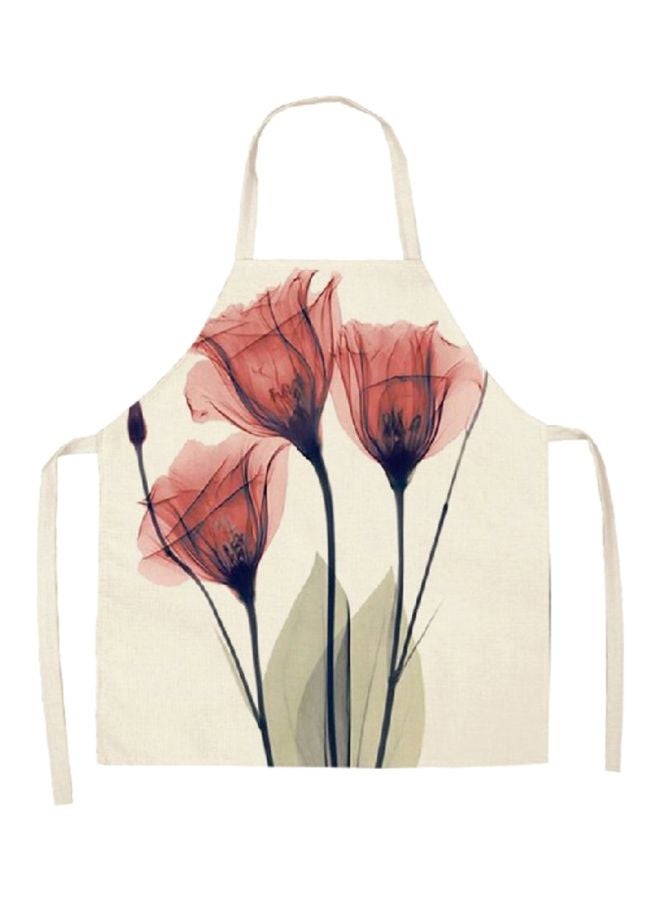 NIBEMINENT Printed Household Apron Beige/Pink/Black 68x55cm