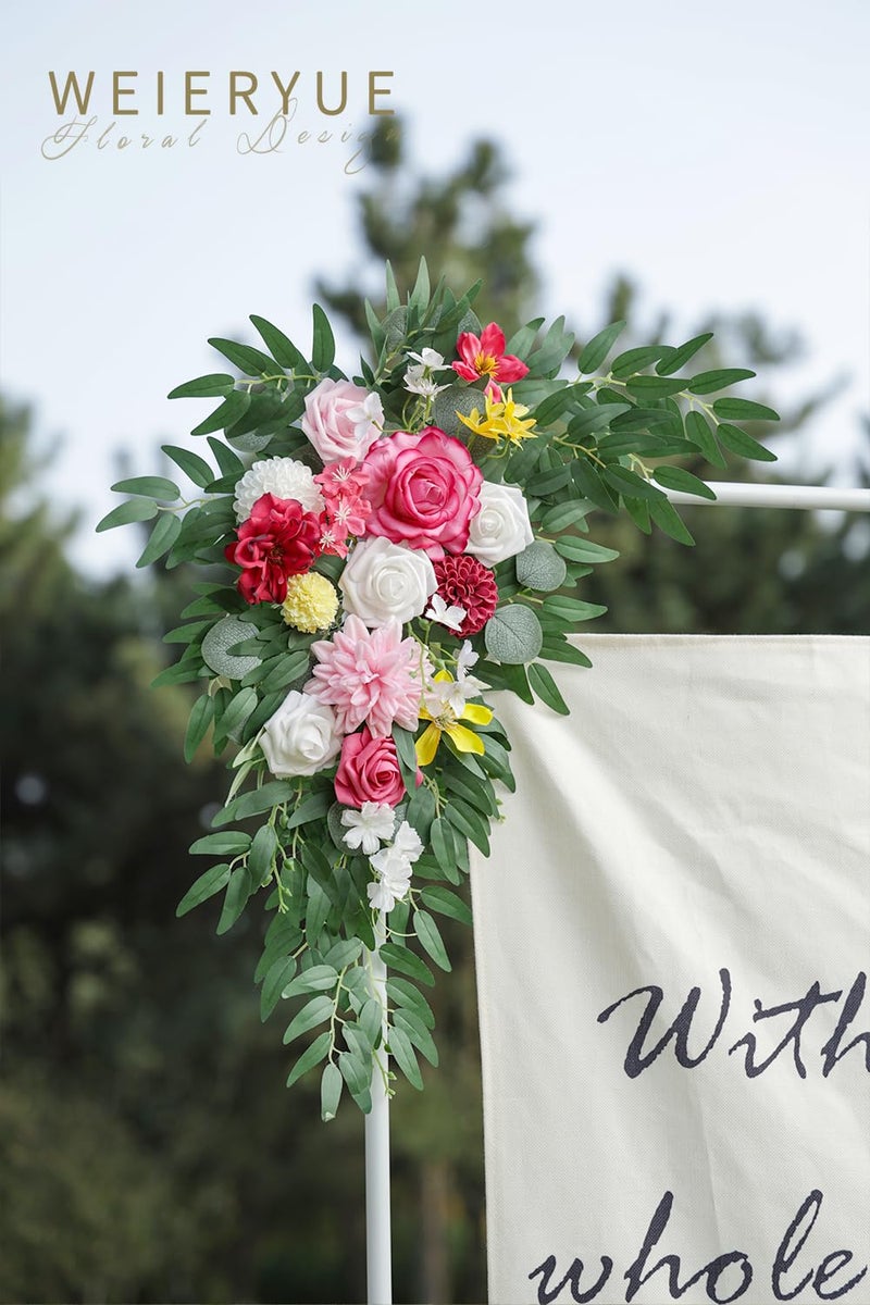 WEIERYUE Artificial Wedding Arch Flowers Kit(Pack of 2) for Wedding Arch, Bridal Shower, Ceremony and Reception Backdrop Decoration (Bright Pink) - Image 4