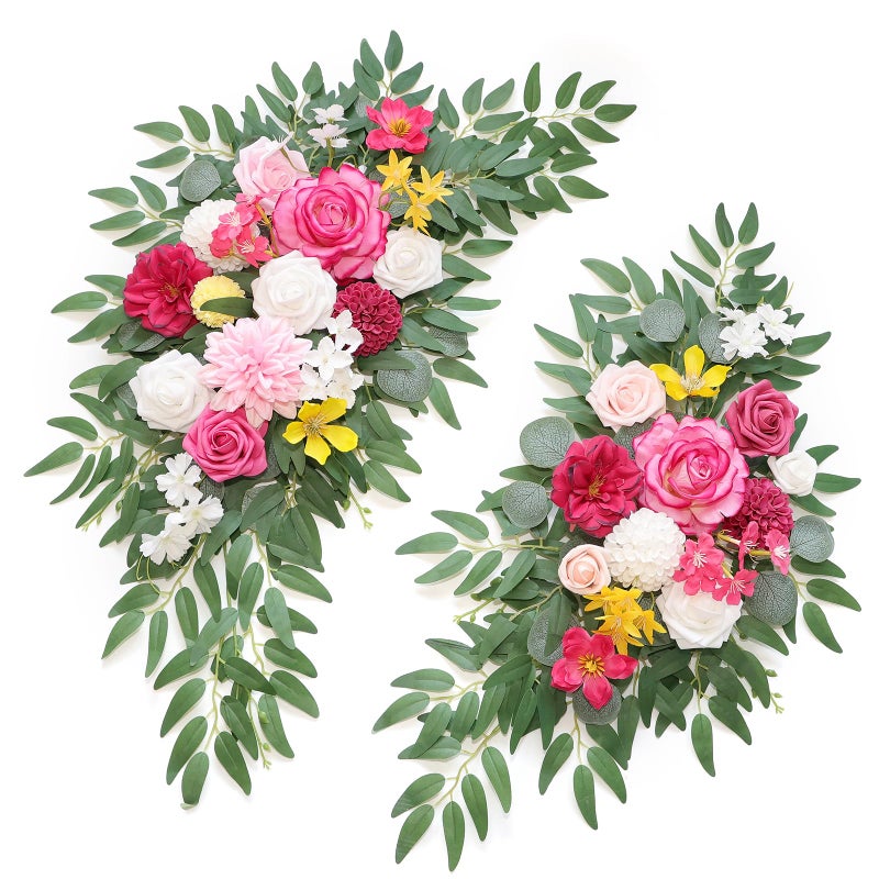 WEIERYUE Artificial Wedding Arch Flowers Kit(Pack of 2) for Wedding Arch, Bridal Shower, Ceremony and Reception Backdrop Decoration (Bright Pink) - Image 1