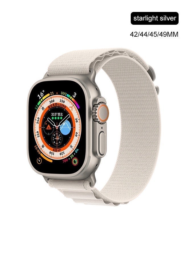 Alpine Loop Nylon Band for Apple Watch, Beige Titanium G-Hook Strap, Breathable Sport Replacement Band for iWatch 6 7 8 9 10 SE Ultra 2 S11 42mm 44mm 45mm 46mm 49mm - Image 1