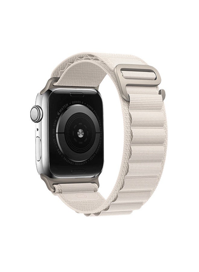 Alpine Loop Nylon Band for Apple Watch, Beige Titanium G-Hook Strap, Breathable Sport Replacement Band for iWatch 6 7 8 9 10 SE Ultra 2 S11 42mm 44mm 45mm 46mm 49mm - Image 3