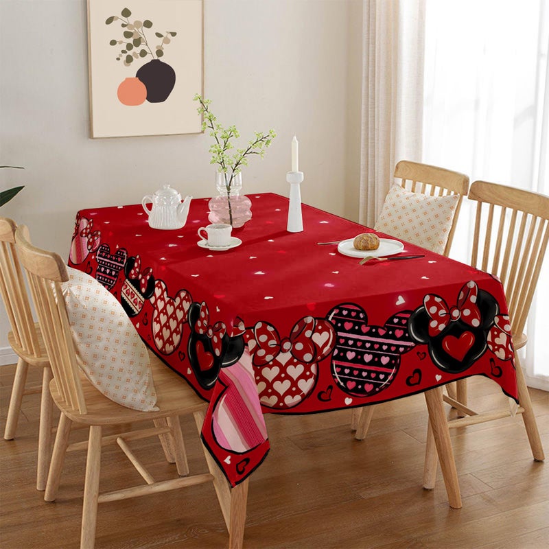 Yarcooly Valentines Day Tablecloth Galentines Day Table Cover Pink Cartoon Mouse Decor Valentines Day Decorations for Home Party - Image 4