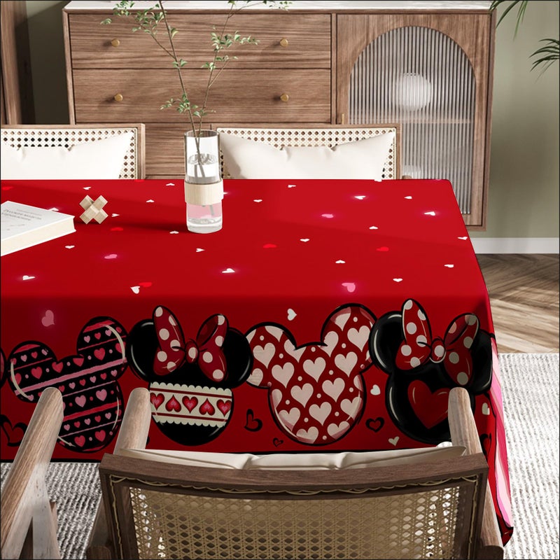 Yarcooly Valentines Day Tablecloth Galentines Day Table Cover Pink Cartoon Mouse Decor Valentines Day Decorations for Home Party - Image 3