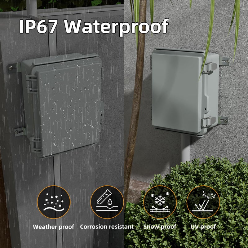 Joinfworld Outdoor Electrical Box Waterproof Junction Box Plastic Outdoor Weatherproof Electrical Enclosure Box Outside 8.7x6.7x4.3 - Image 2